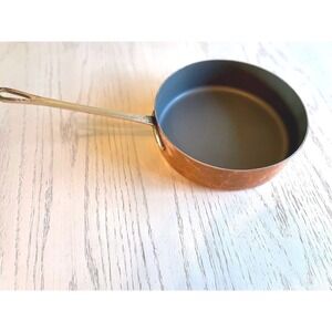 Vintage French Copper Sauce Pan with Stainless Steel Interior and Long Handle